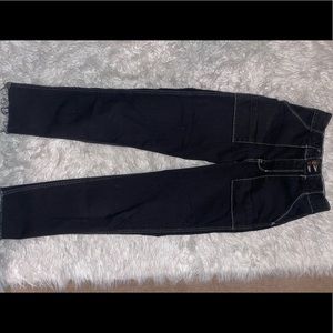 Hollister cropped black white trim jeans